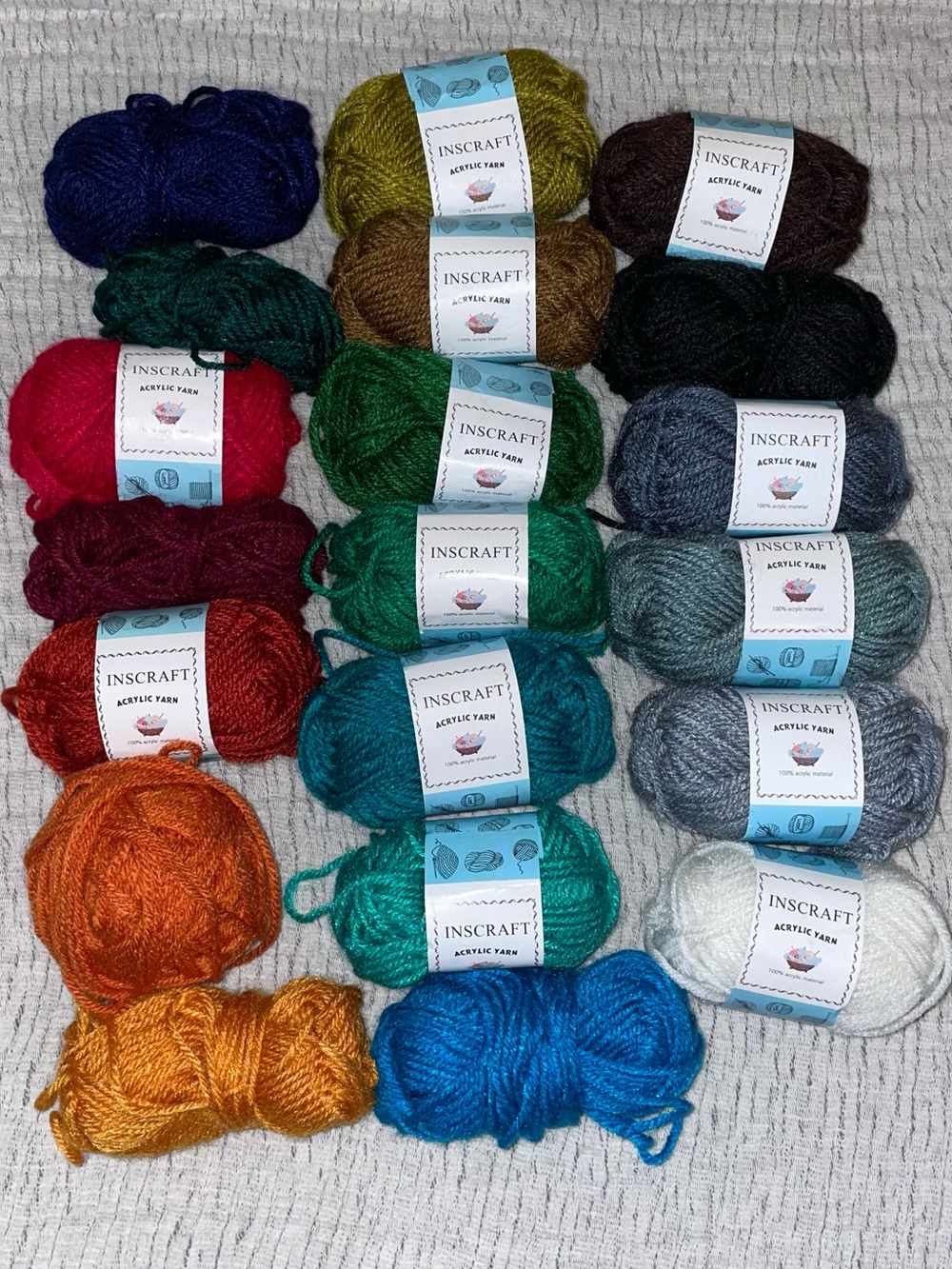 Acrylic Yarn Bundle Multicolor Mini Skeins Crocheting, Knitting - 20 colors